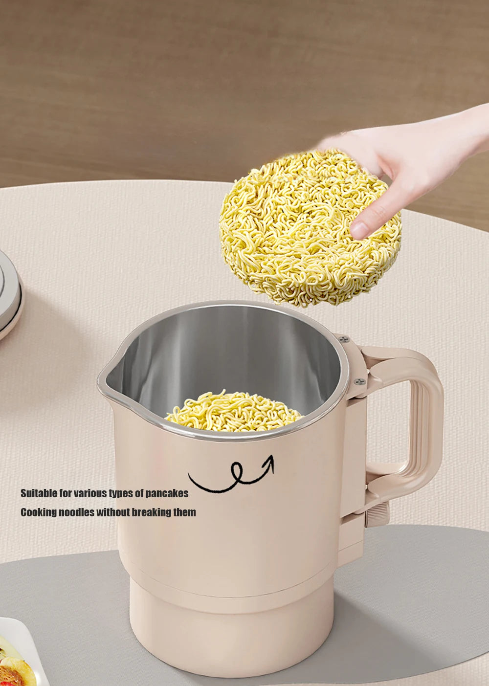 New 800ml Small Portable Electric Kettle Foldable 3 in 1 Multifunctional Travel Electric Kettle Household Rice Cooker Hot Pot
