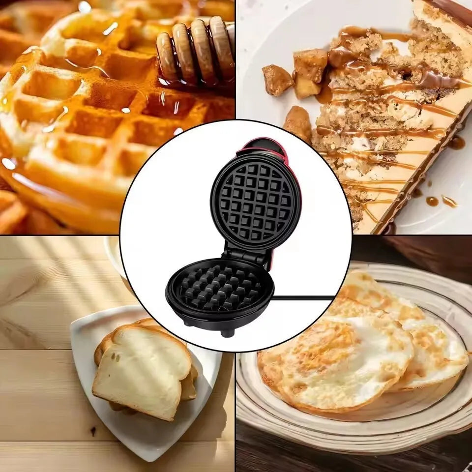 110V Heart Waffle Maker Mini Cake Maker Double-Sided Heating Doughnut Portable Breakfast Machine Breakfast Mold Kitchen Supplies
