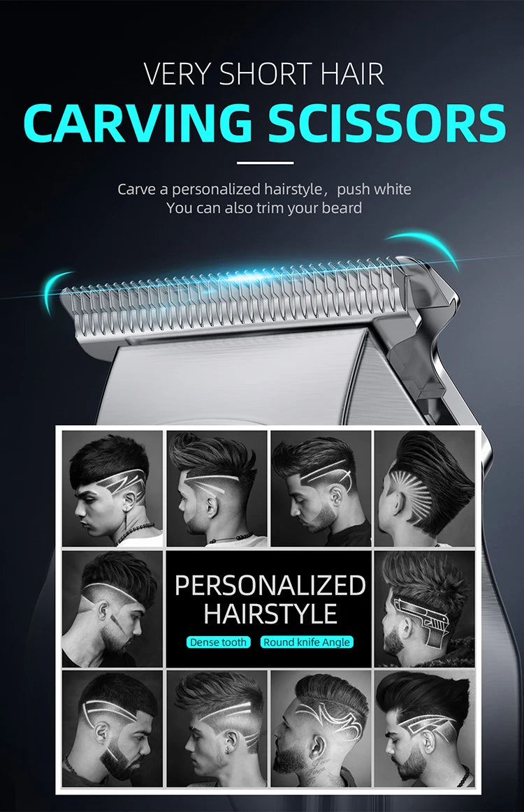 KIKIDO 2 IN 1 Hair Clipper Professional Hair Cutting Machine Rechargeable Barber Hair Trimmer Cordless Haircut Clipper for Men