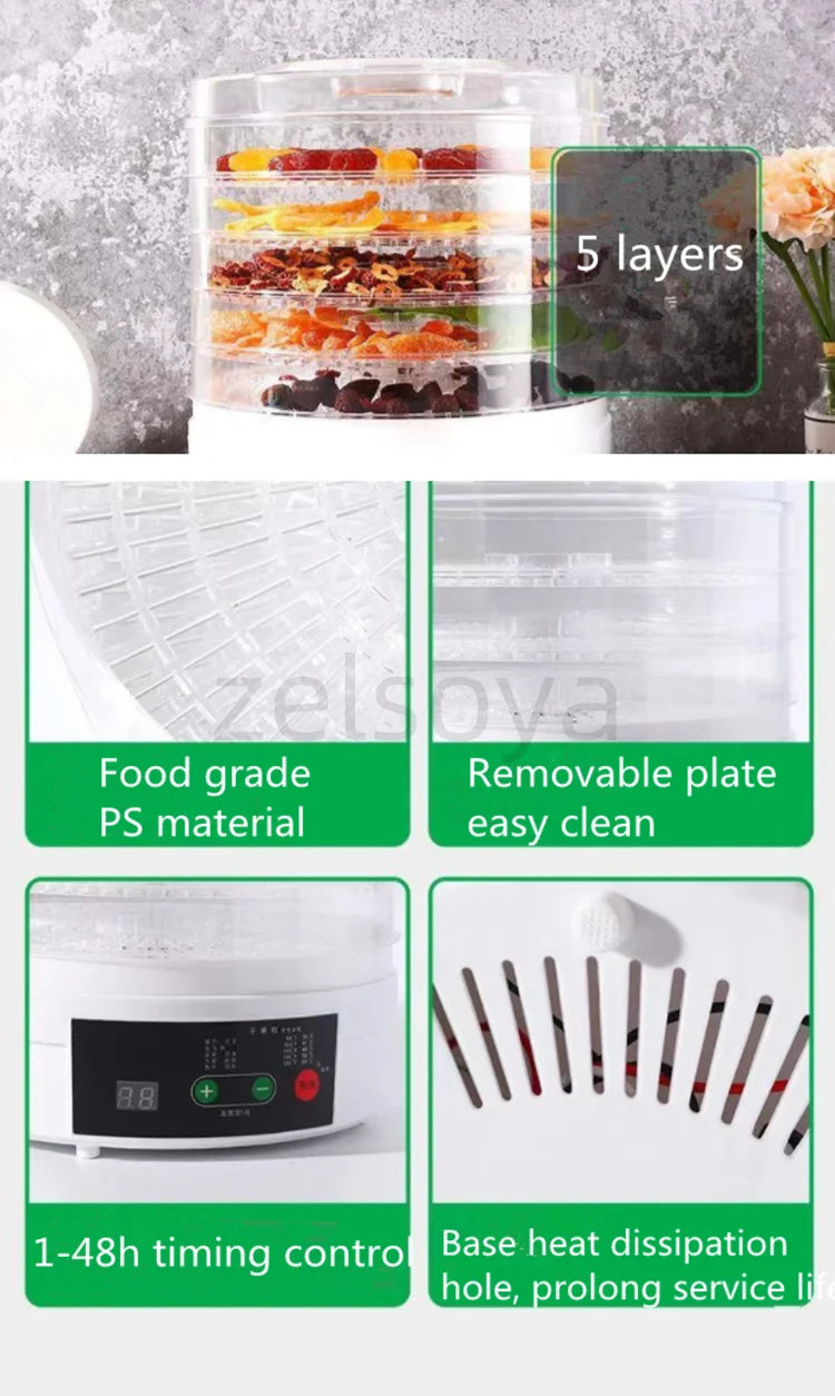 Small Transparent Food Grade Dehydrator Heating Fruit and Vegetable Fruit Pet Meat Dryer Household Dried Fruit Machine