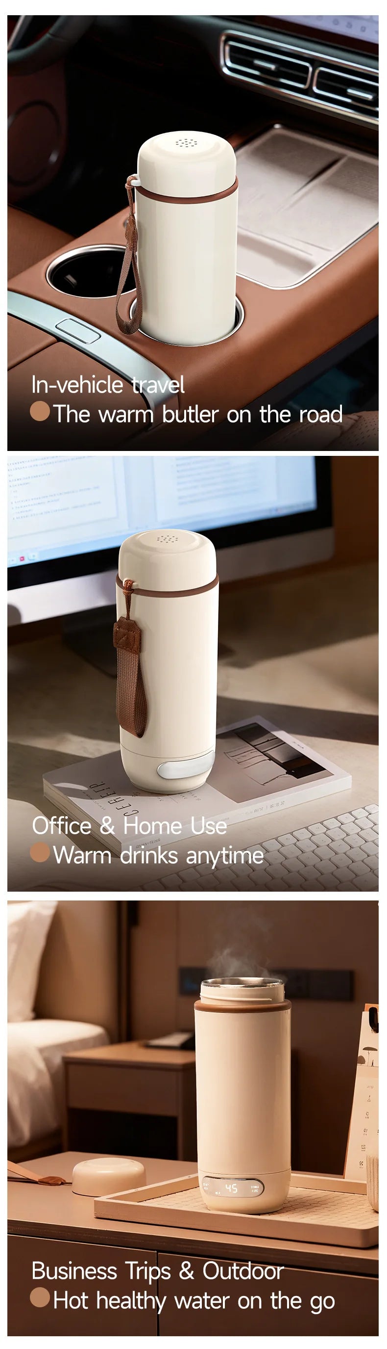 Electric Kettle Portable 600ml Travel Heating Touch Screen Intelligent Adjustable Temperature Thermal Cup