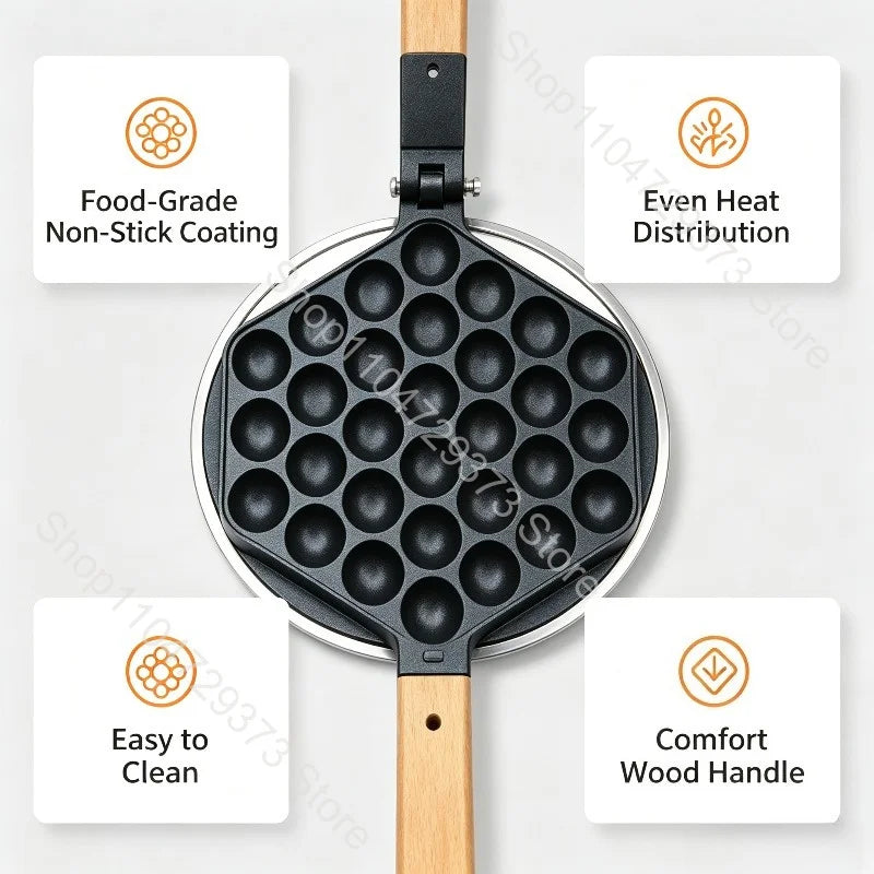 Egg Waffle Baking Mold Aluminum Nonstick Waffle Maker Egg Bubble Baking Mold Plate Pan Tool for Home Commercial Use