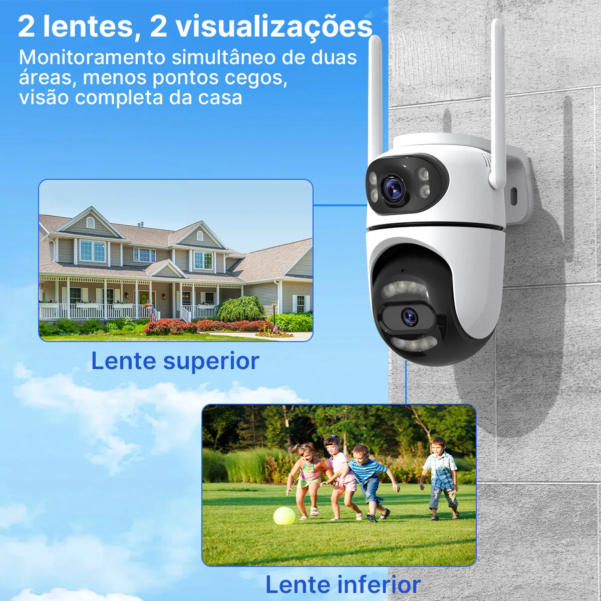 Icsee Wifi Ip Camera Dual Screen Home Security Ptz Camera Ai Tracking Outdoor Video Surveillance Cctv