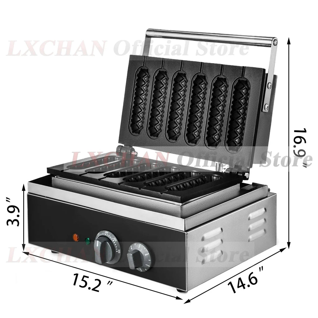 HomeWise 6PCS Electric Waffle Sausage Maker Non-Stick Lolly Stick Muffin Crispy French Corn Hot Dog Machine Kitchen Home