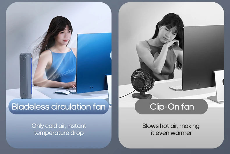 KINSCOTER Desktop Air Conditioner Fan No Drilling 3 Speeds Cooling Rechargeable Wall Mount Fan Silent for Home Kitchen Bathroom
