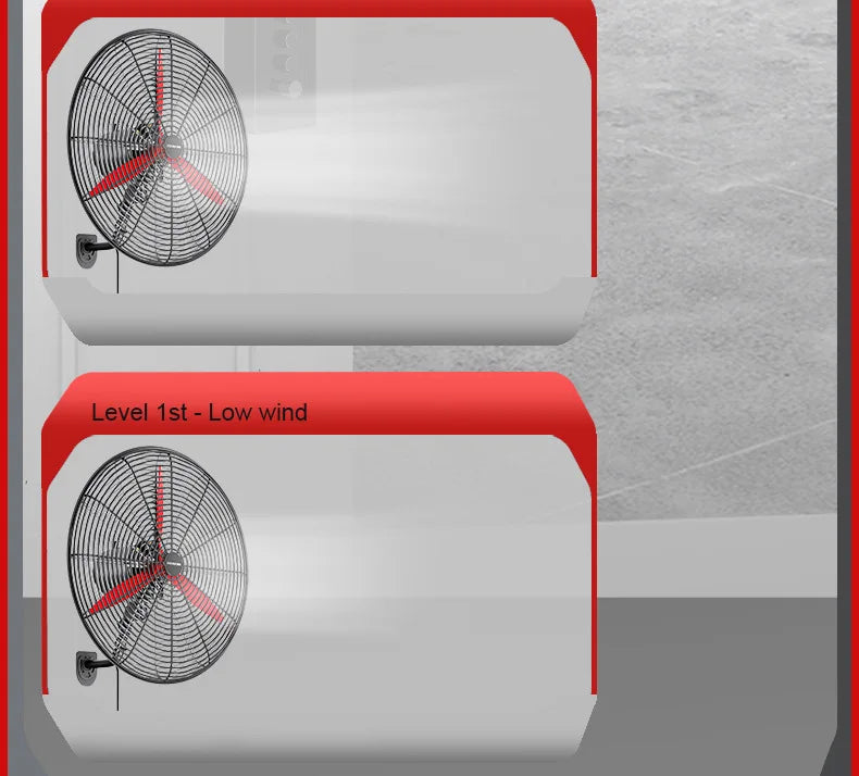 High Power Industrial Wall Mounted Fan Wire Control Adjustable Wind Power Shaking Head Horn Metal Blade Commercial Wall Fan