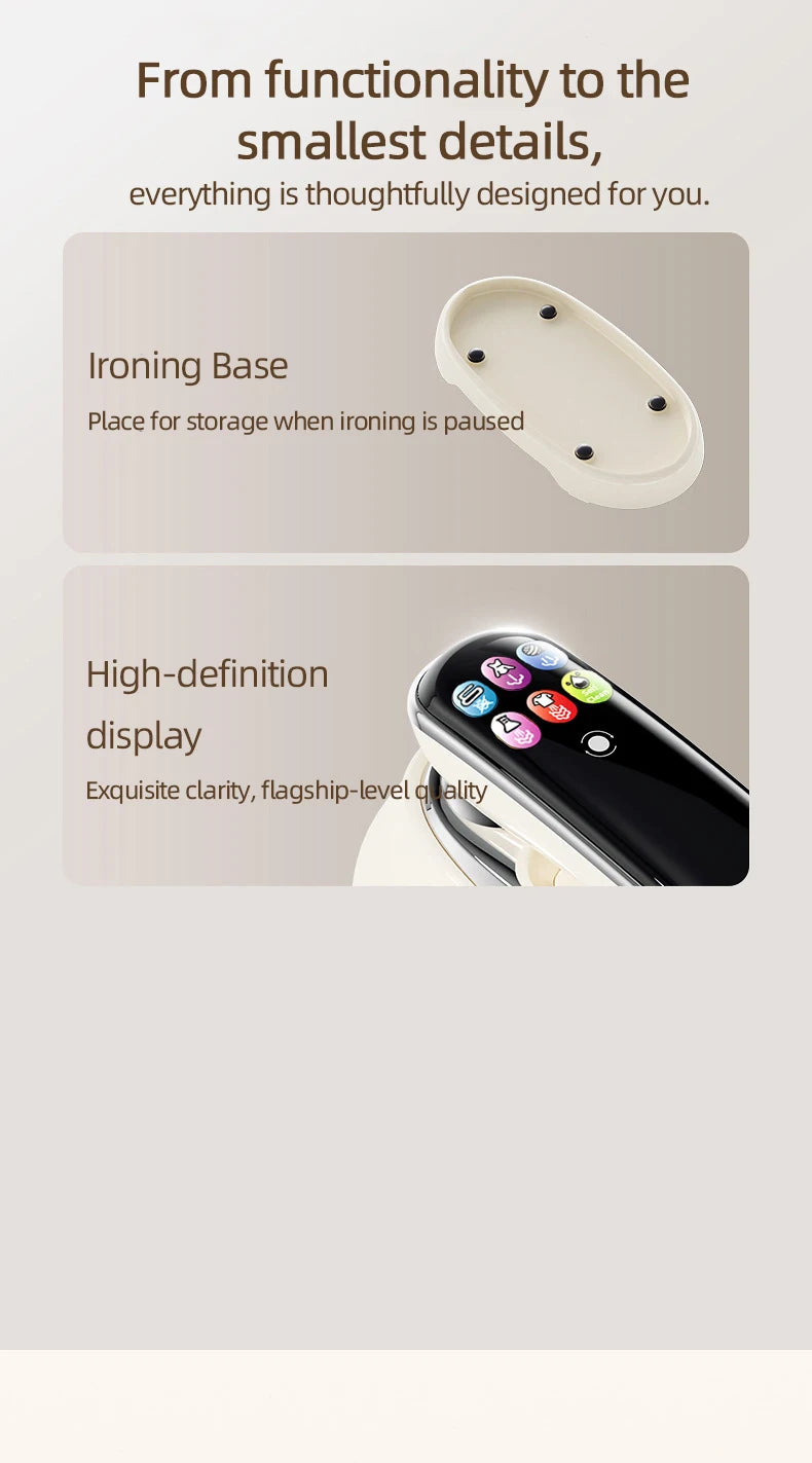 EU Handheld Steam Iron 2026 New Smart LED Digital Display Home Travel Portable Steam Iron 1200W High Power Handheld Hanging Iron