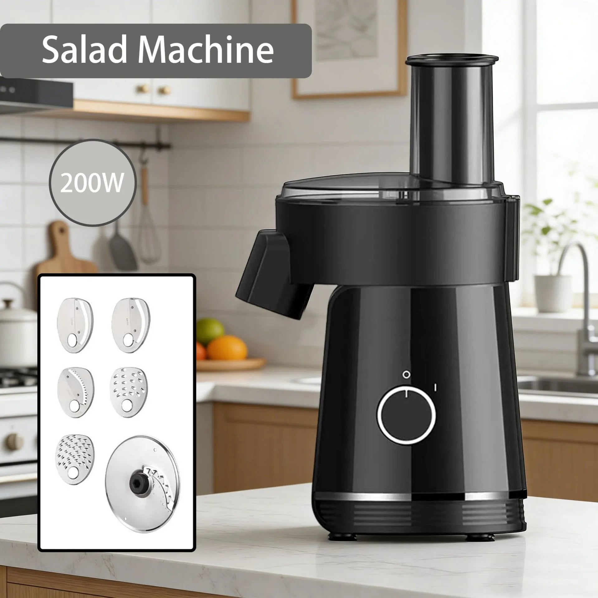 6-in-1 Electric Vegetable Chopper – 200W Multifunctional Food Processor for Slicing, Dicing  Compact & Easy Clean Home/Kitchen