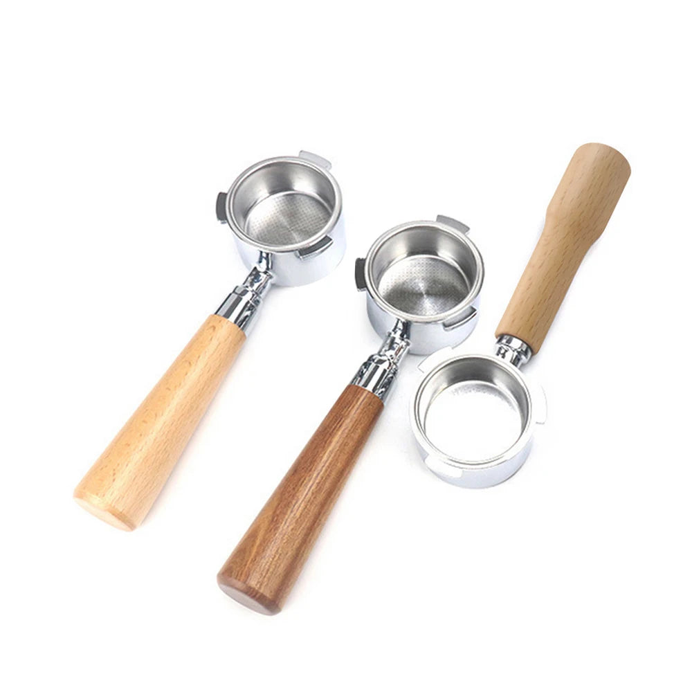 51mm Coffee Bottomless Portafilter with Filter Basket & Wooden Handle Replacement for Delonghi EC680 EC685 Coffee Machine Tool