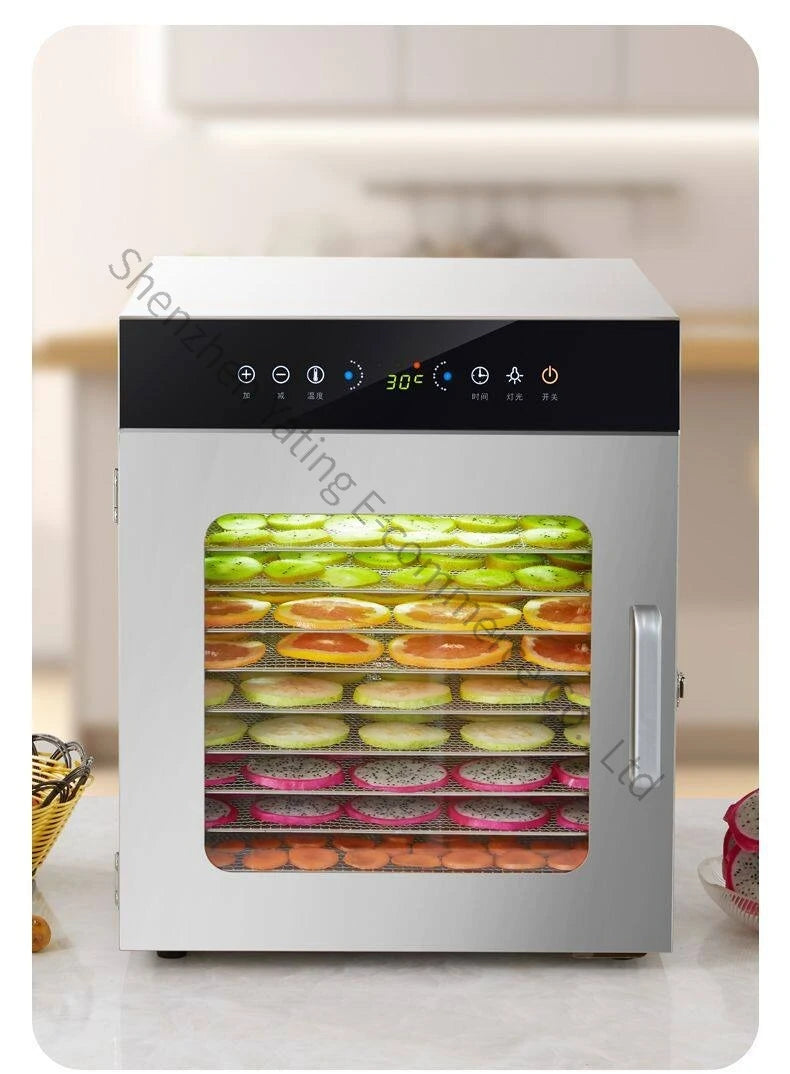 Compact household food dryer, 8-tray multifunctional smart fruit dryer, fruit and food dehydrator.