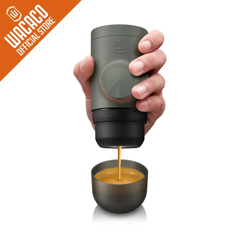 WACACO Minipresso GR2, No Electricity, Espresso Machine for Outdoor Compatible Ground Coffee, Portable Coffee Maker,