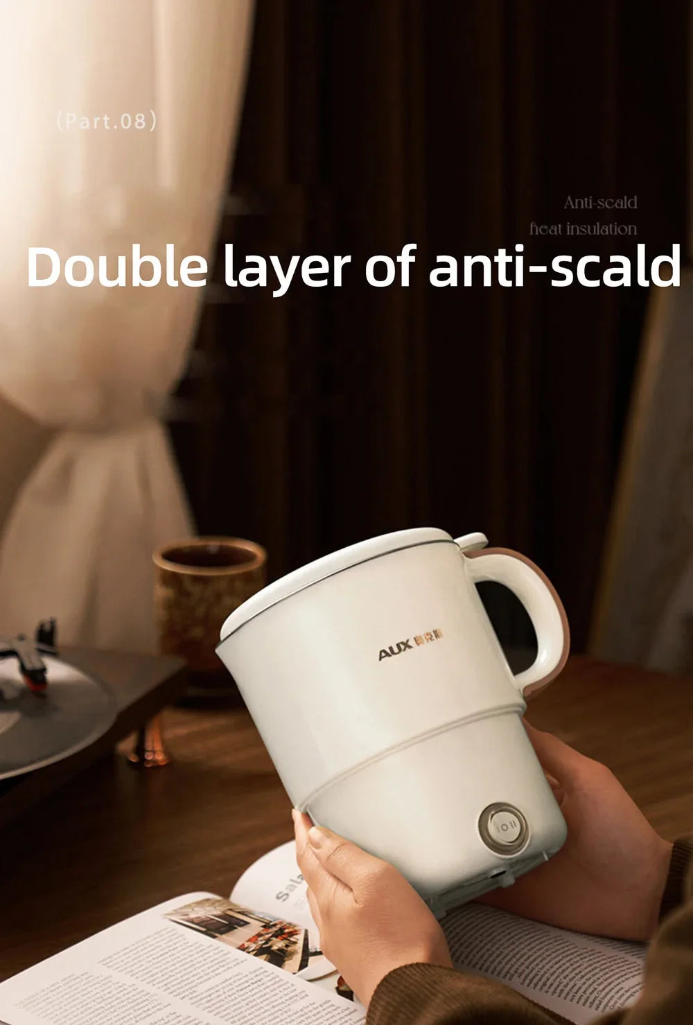 800ml Foldable Electric Kettle, Portable Cooking Pot, Multi Stove Travel Kettle, Tea Pot, Heating Cup, 304 Stainless Steel Slow