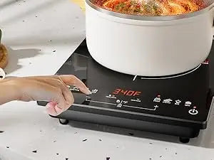 Multifunction Induction Cooker Ceramic 1200W-1800W Portable Electric Cooktop Preset Temperature Stir-Fry Timer Preset Child Lock