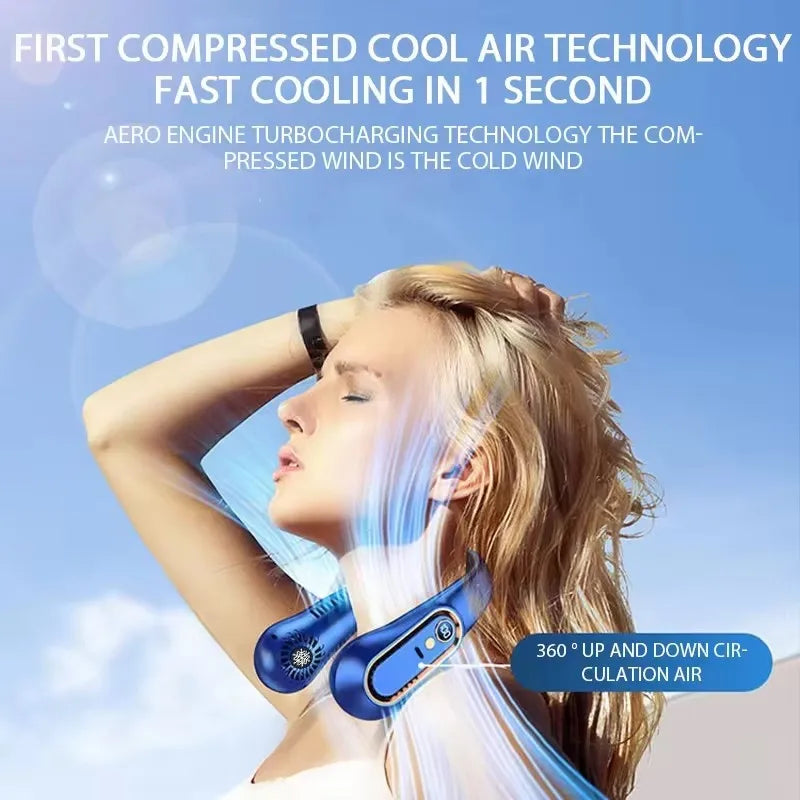 HOT New ceiling fan USB rechargeable portable small fan students office sports digital display ceiling fan hanging neck fan