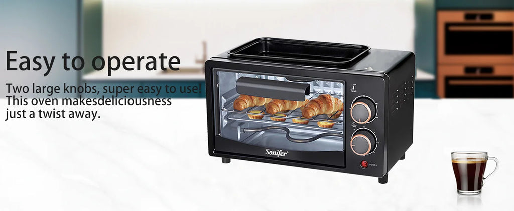 Electric Oven SF-4048A 700W 7L Mini Toaster Oven with Grill Plate Timer Multifunction Baking Cooker for Home Kitchen
