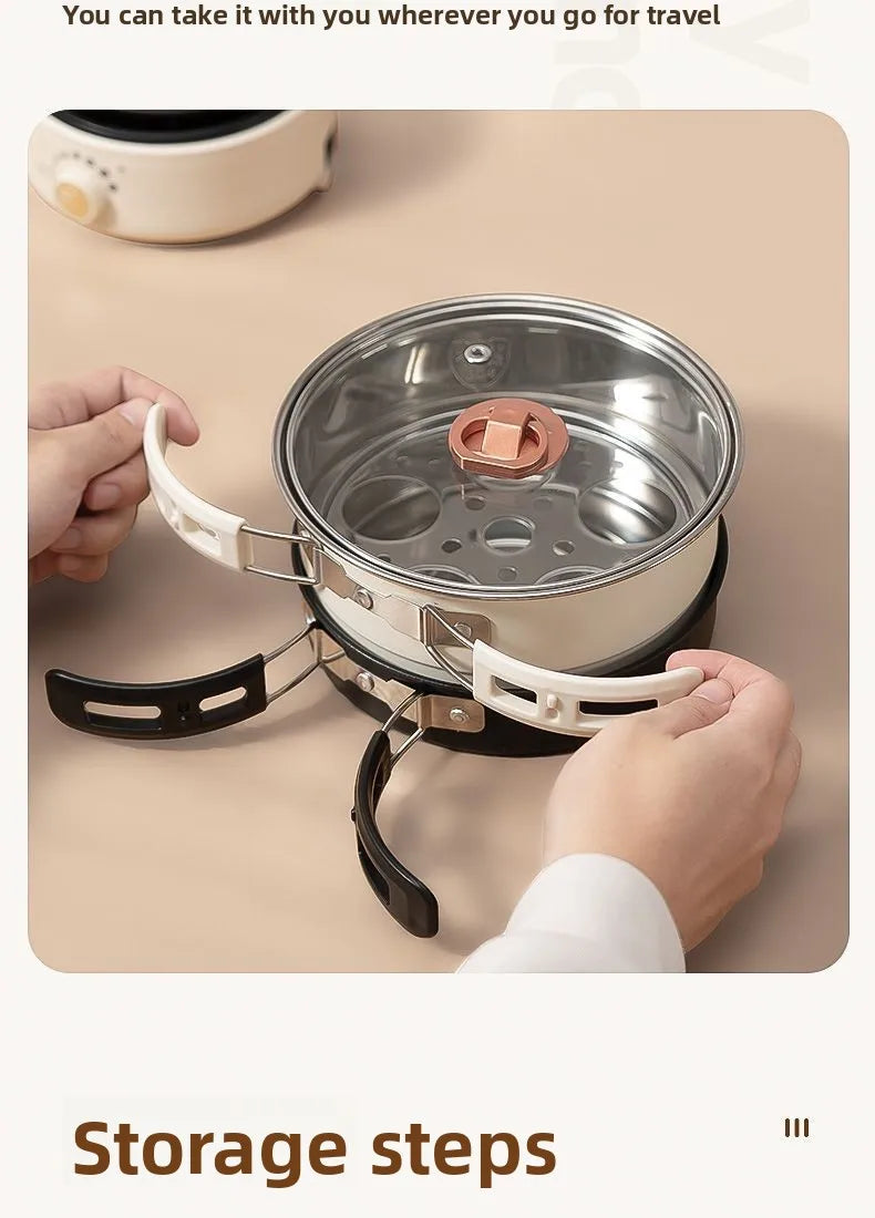 110V/220V Electric Cooker Portable Cooking Pot Foldable Hotpot 1.6L Multi cookers Split Type Rice Cooker Frying Pan Home Travel