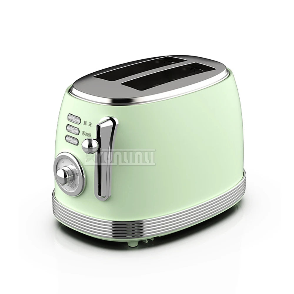 Electric Toaster Stainless Steel Retro Bread Baking Machine 2 Slices Breakfast Machine Double-side Heating Sandwich Maker