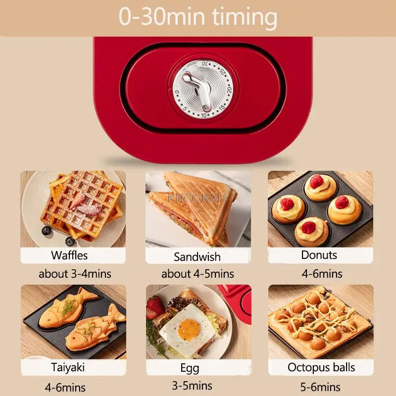220V Electric Sandwich Maker Waffle Maker Timed Toaster Baking Multifunctional Breakfast Machine takoyaki Pancake Sandwichera