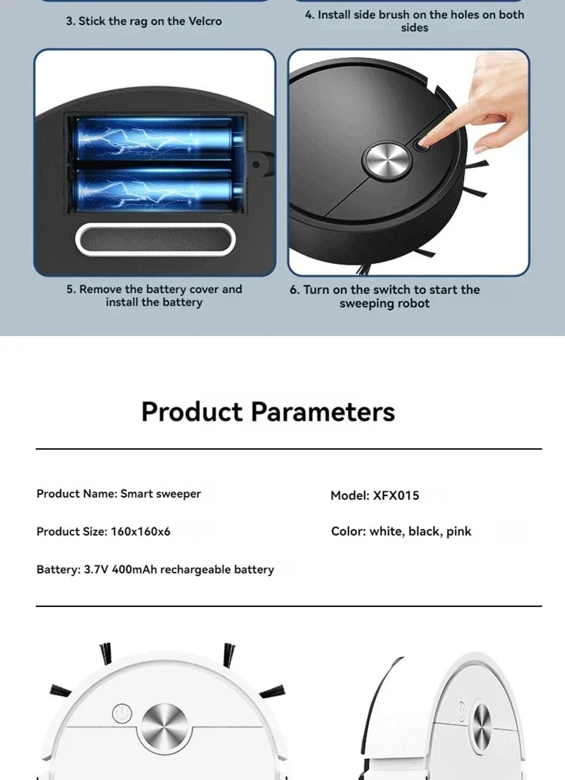 Model Sweeping Robot Automatic Home Mini Cleaning Machine USB Charging Smart Sweep Mop 5-In-1 Vacuum Cleaner New 2026