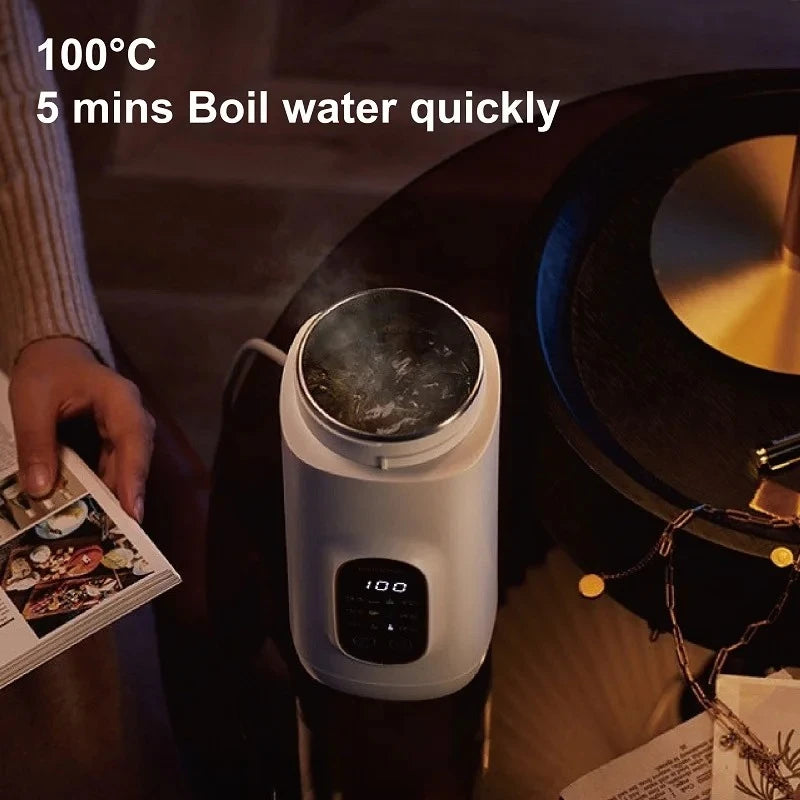 650ml Electric Water Cup Portable Temperature Control 304 Stainless Steel Electric Kettle Thermos Cup Travel Hot Water Kettle