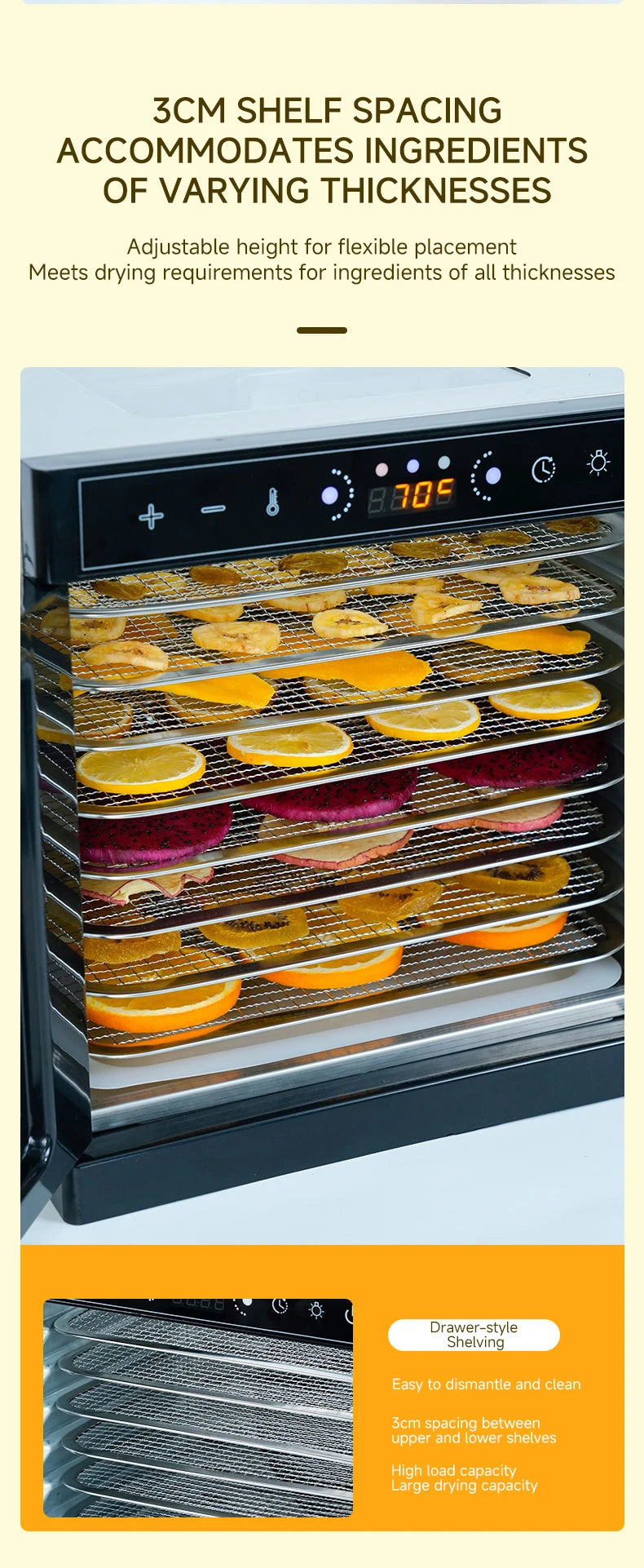 DIVEDEER Home Food Dehydrator with Warmer Plate, Juicer with Pulp Separator, Vegetable Dryer, Fully Automatic