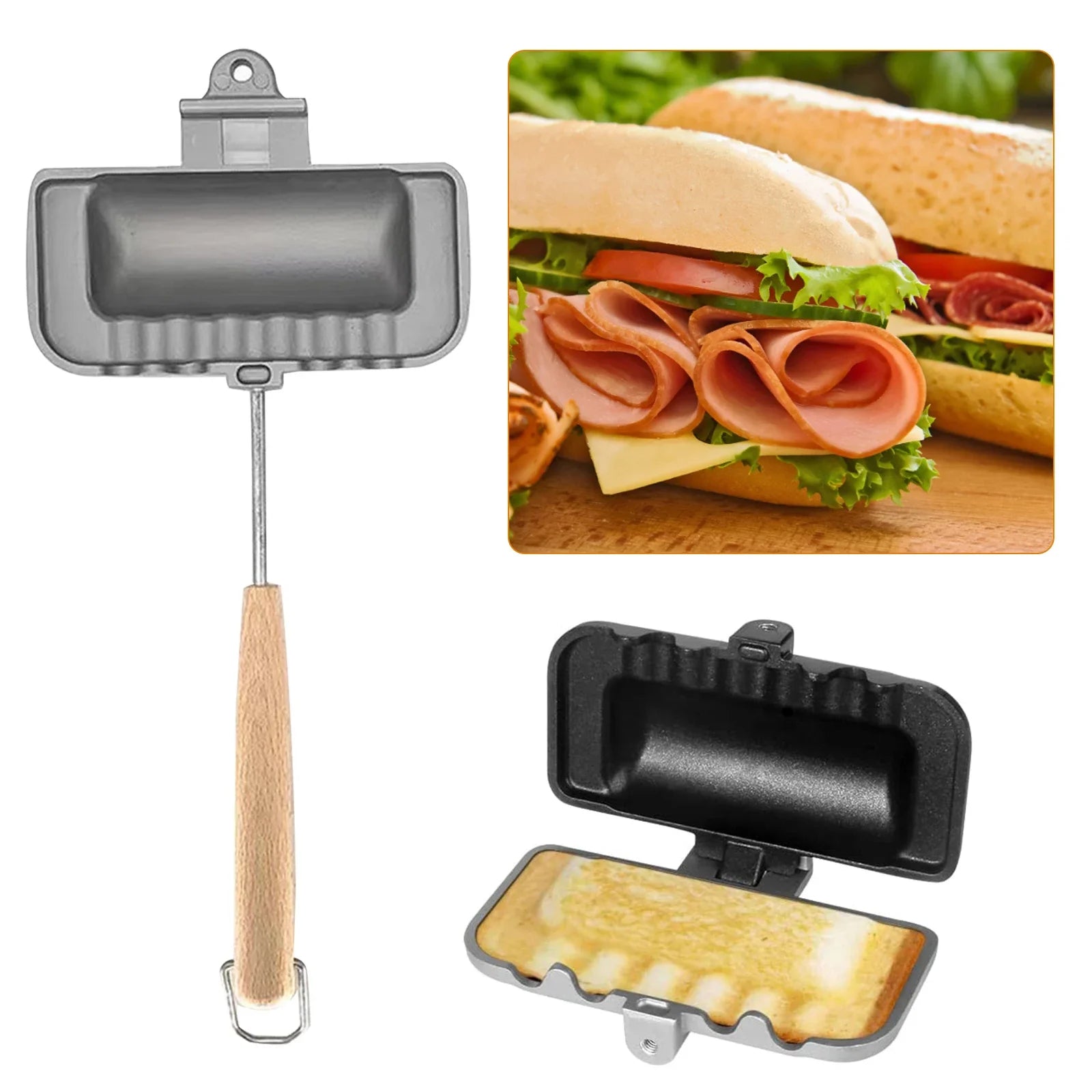 Hot Dog Toaster Non Stick Aluminum Alloy Bread Toast Breakfast Machine Sandwich Maker Waffle Pancake Baking Barbecue Oven Mold
