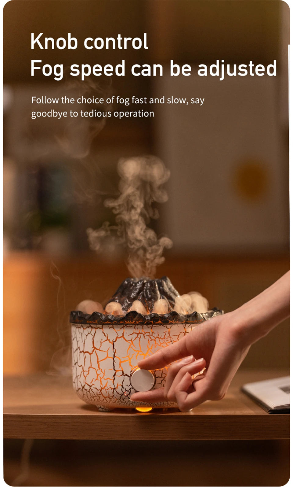Volcano Aromatherapy Diffuser Smoke Ring Ultrasonic Air Humidifier with Flame Lamp Remote Control Essential Oil Aroma Diffuser