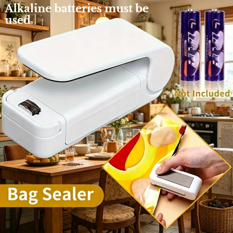 A Portable Mini Bag Sealer,Battery-powered Handheld Vacuum Heat Sealer,Plastic Bag Resealer for Food and Snack Storage