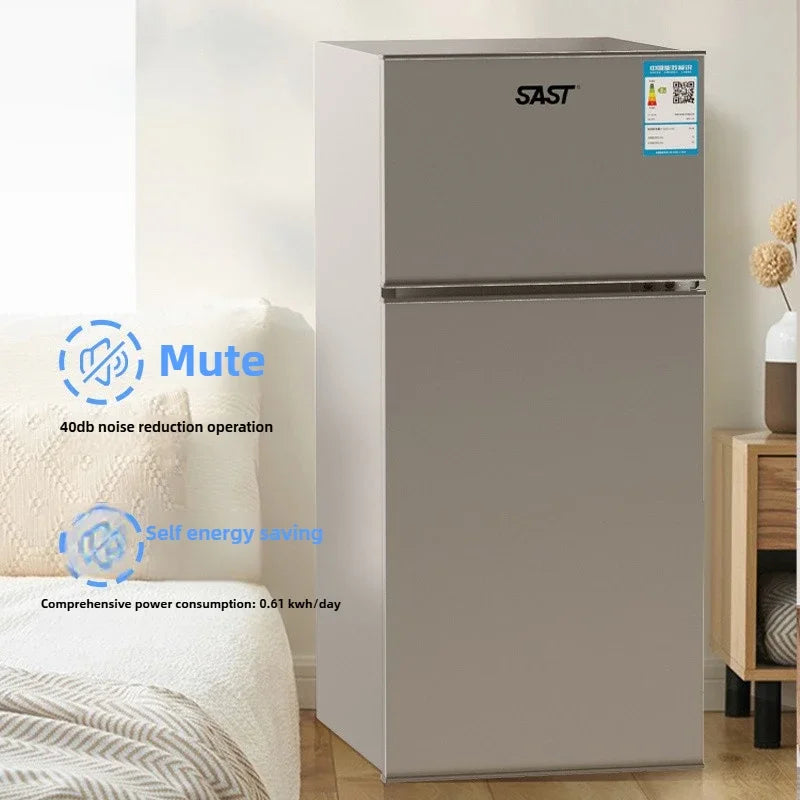 Energy Saving Refrigerator with Double Doors Small Refrigerator Home Dormitory Rental Room Freezer Refrigeration Mini Bar Fridge