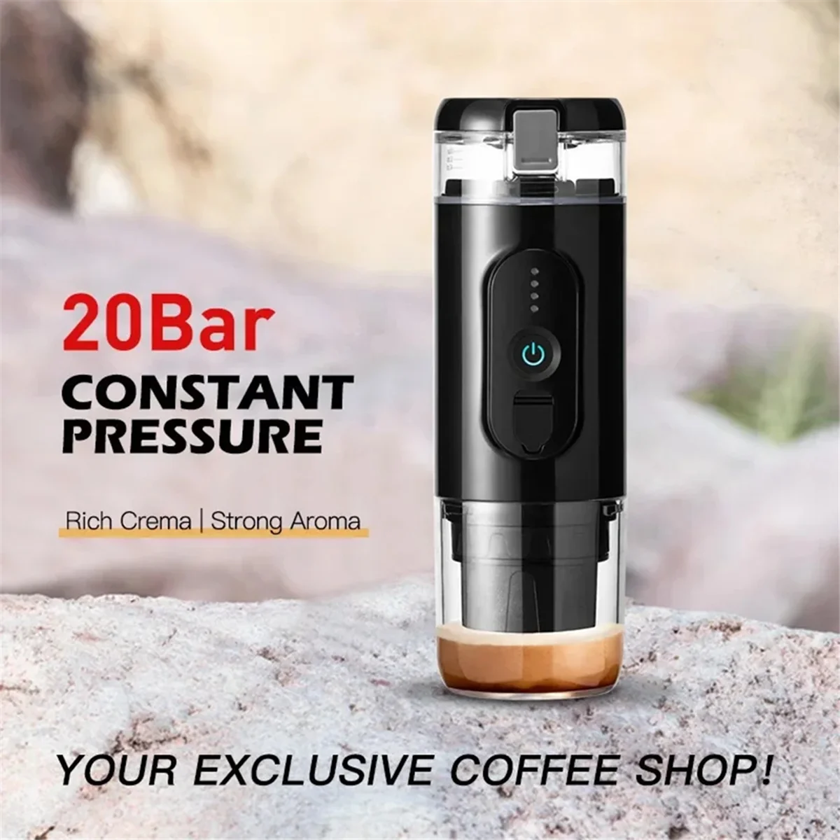 AB51 Portable Espresso Machine 7500mAh Wireless Heating, 20 Bar Electric Coffee Maker for Travel & Home