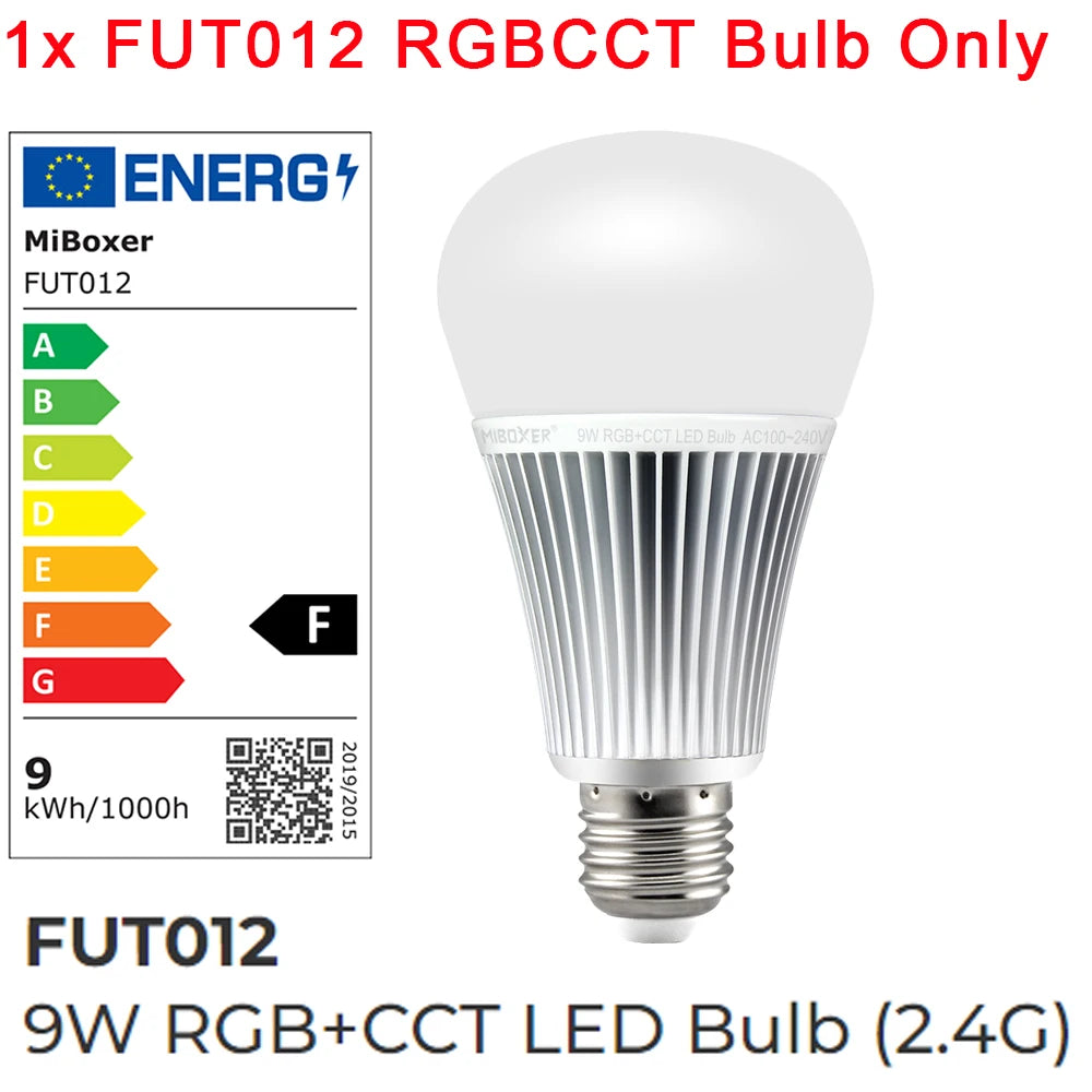 MiBoxer 9W E27 RGB+CCT Smart WiFi LED Light Bulb FUT012 AC110V 220V 2.4G 4-Zone Remote Smartphone APP Alexa Google Voice Control
