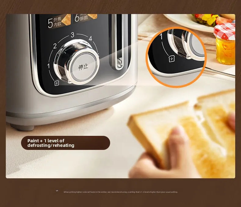 37mm Wide Slot Stainless Steel 2 Slice Toaster with Warming Rack Adjustable Browning Pop Up Breakfast Bread Toaster 토스터기