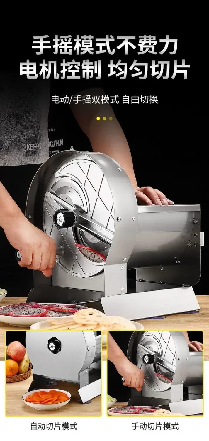 Electric slicer, commercial automatic lemon potato multi-function artifact steel lotus root ginger and vegetable cutting machine