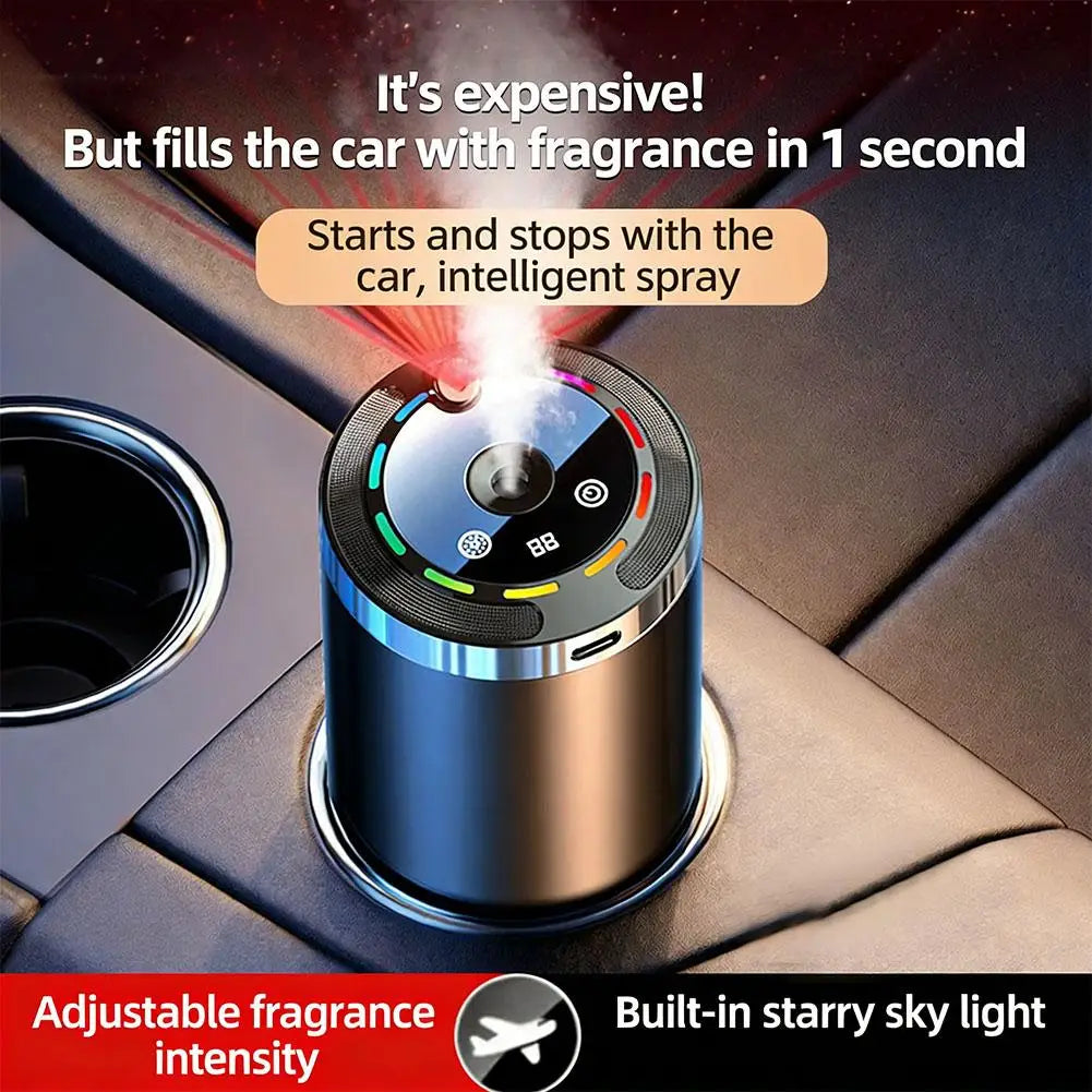 Smart Car Air Freshener Rechargeable Car Aroma Diffuser 5 Modes Adjustable Intelligent Fragrance Humidifier Auto Odor Eliminator
