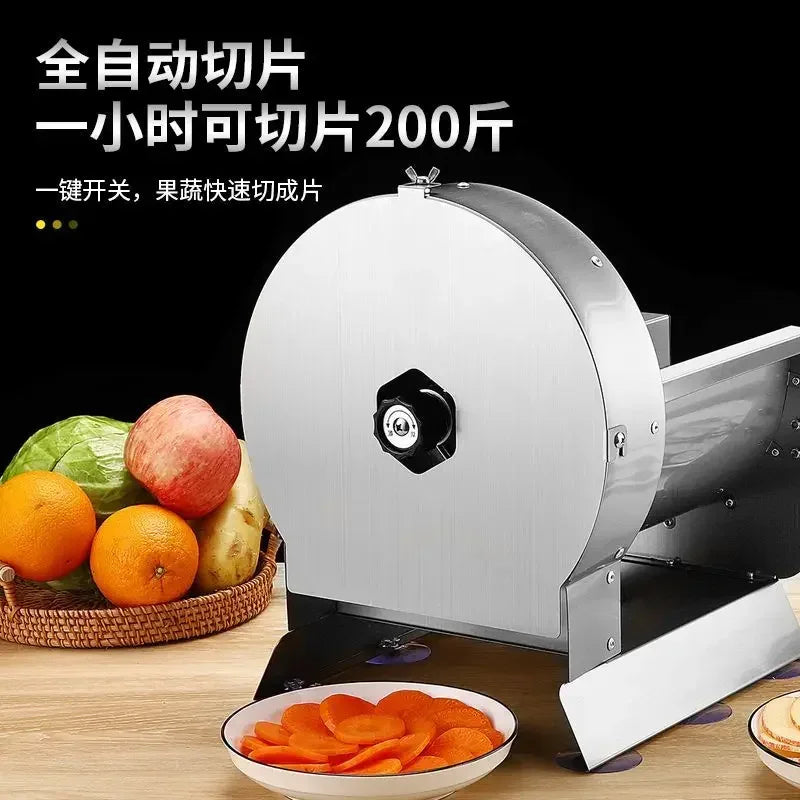 Electric slicer, commercial automatic lemon potato multi-function artifact steel lotus root ginger and vegetable cutting machine