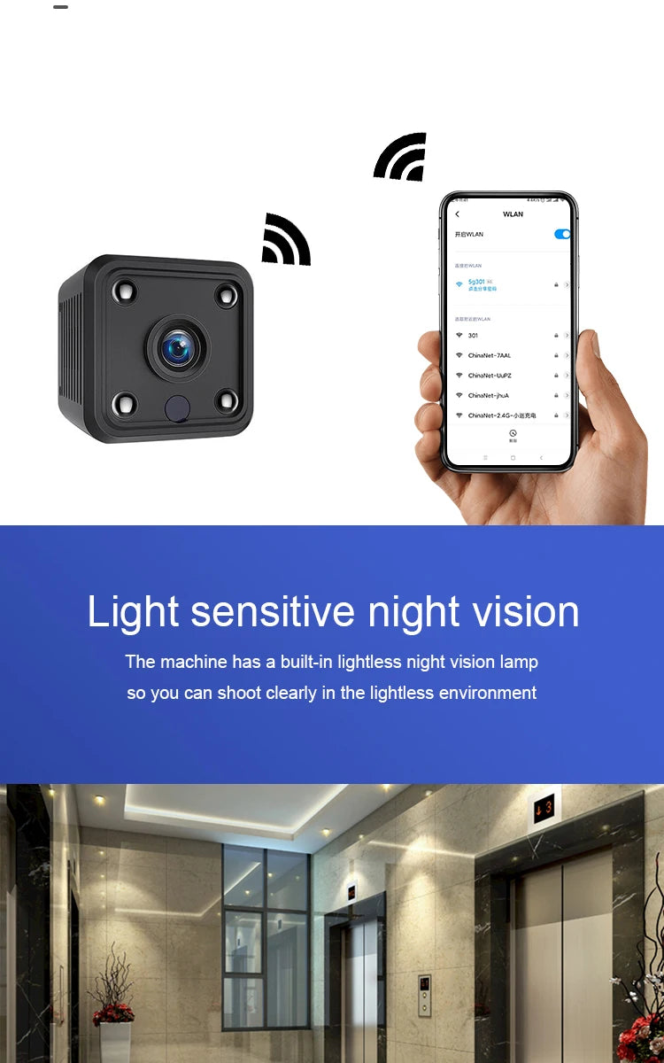 X6 Mini IP Camera WiFi Sports Camera HD 1080P Wireless Security Surveillance Built-in Battery Night Vision Smart Home Micro Cam