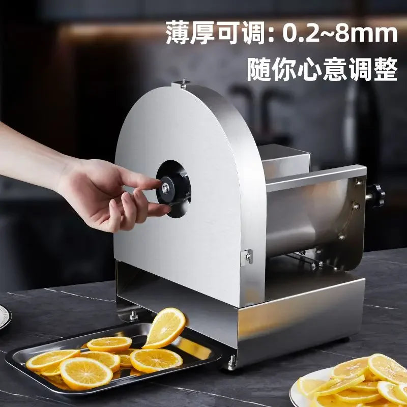Electric lemon fruit slicer potato lotus root slices slicing potato chips machine manual slicer garlic slices carrot commercial