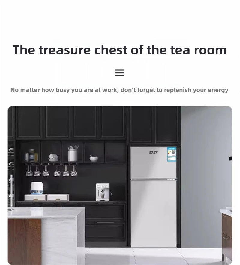 Energy Saving Refrigerator with Double Doors Small Refrigerator Home Dormitory Rental Room Freezer Refrigeration Mini Bar Fridge
