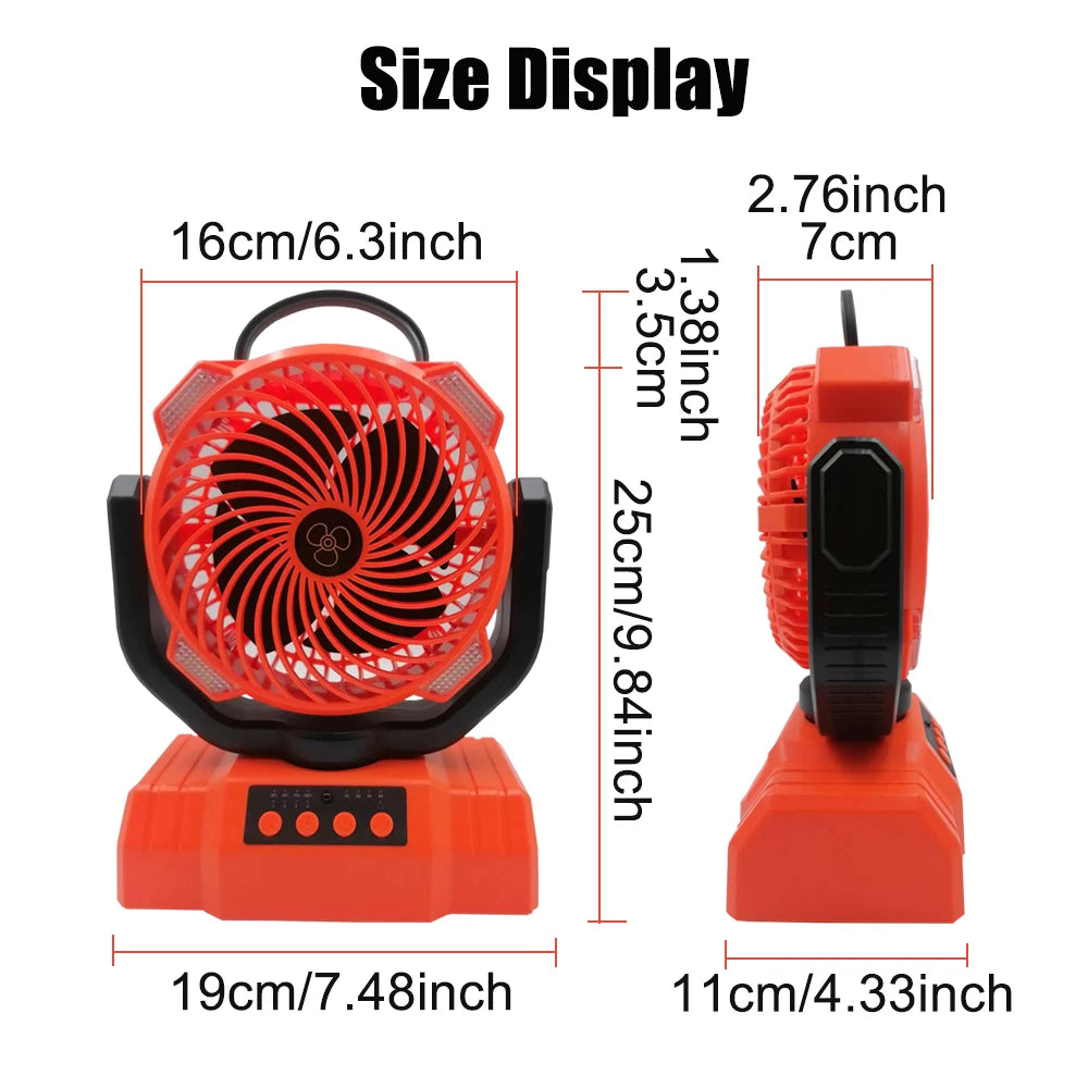 50000mAh Outdoor Camping Fan with Remote Contral 4Gears Wind Speed Up to 100 Hours Runtime Handle Portable Cooling Electric Fan