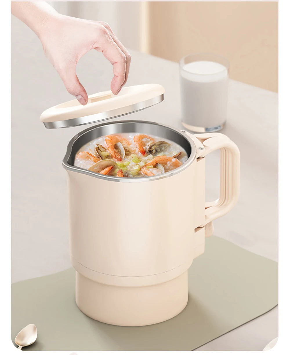 New 800ml Small Portable Electric Kettle Foldable 3 in 1 Multifunctional Travel Electric Kettle Household Rice Cooker Hot Pot