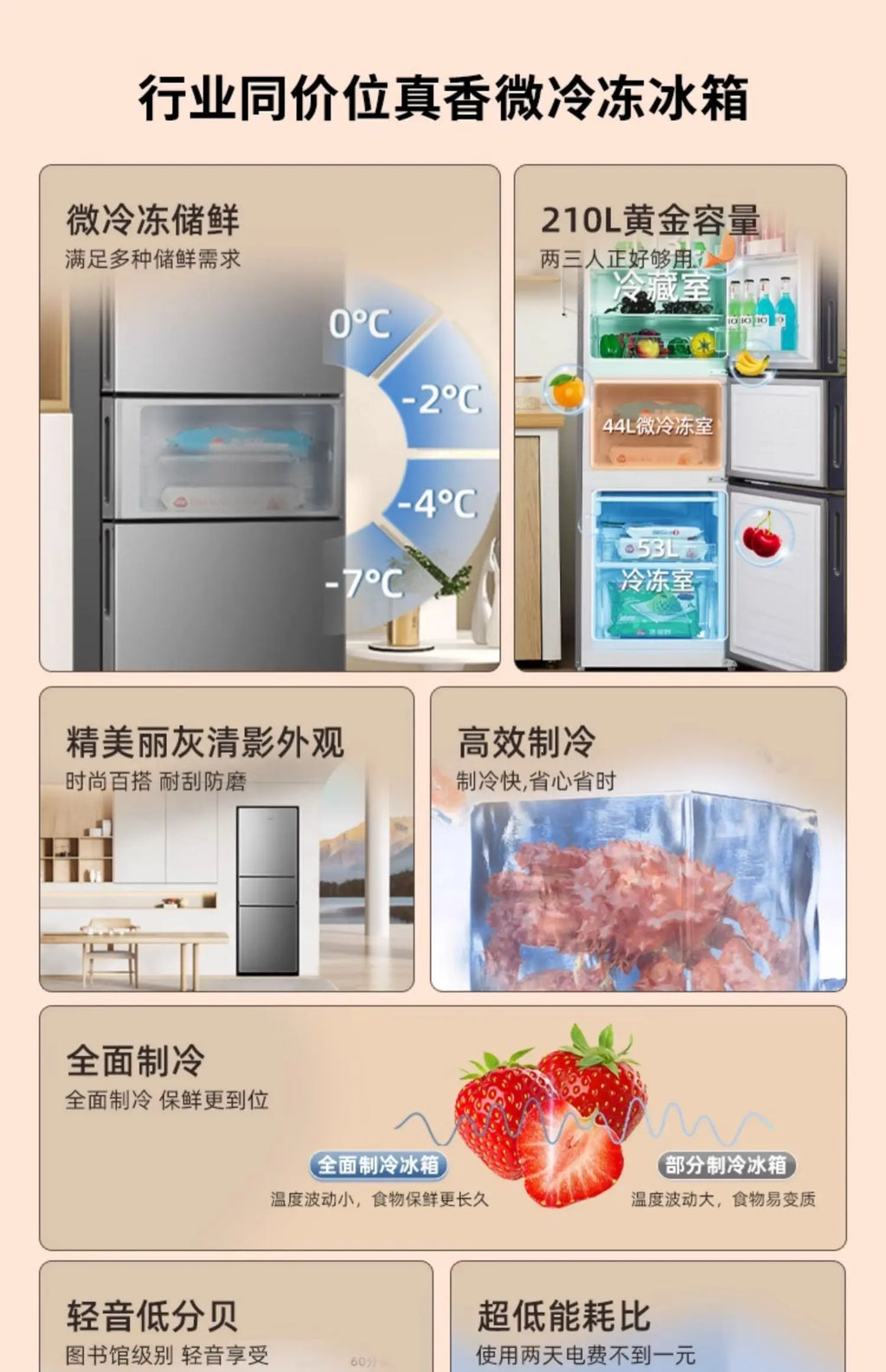 ZML three-door rental room dormitory air-cooled and frost-free ultra-thin double three-door multi-door four-door refrigerator