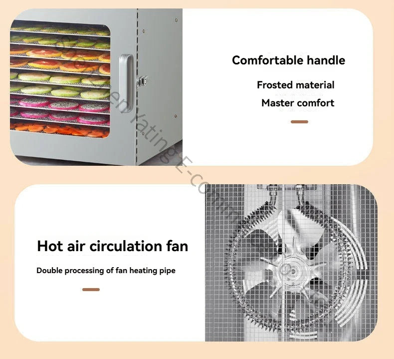Compact household food dryer, 8-tray multifunctional smart fruit dryer, fruit and food dehydrator.