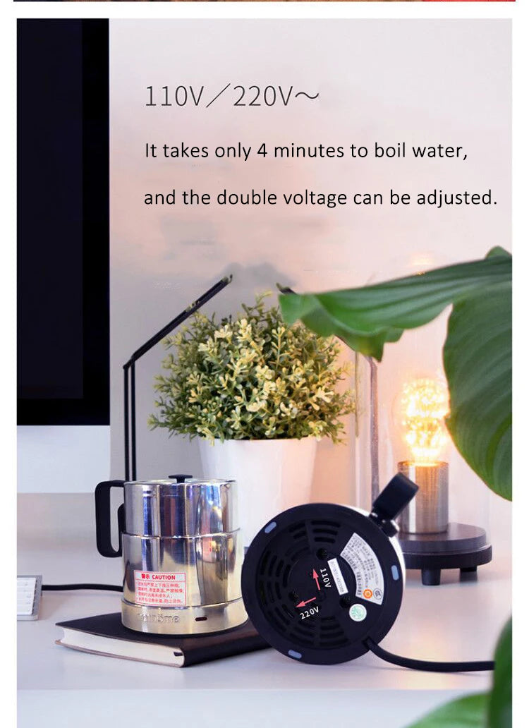110V/220V Folding Electric Kettle Switchable Voltage Kettle Travel Portable Pot 304 Stainless Steel Adjustable Temperature Pot