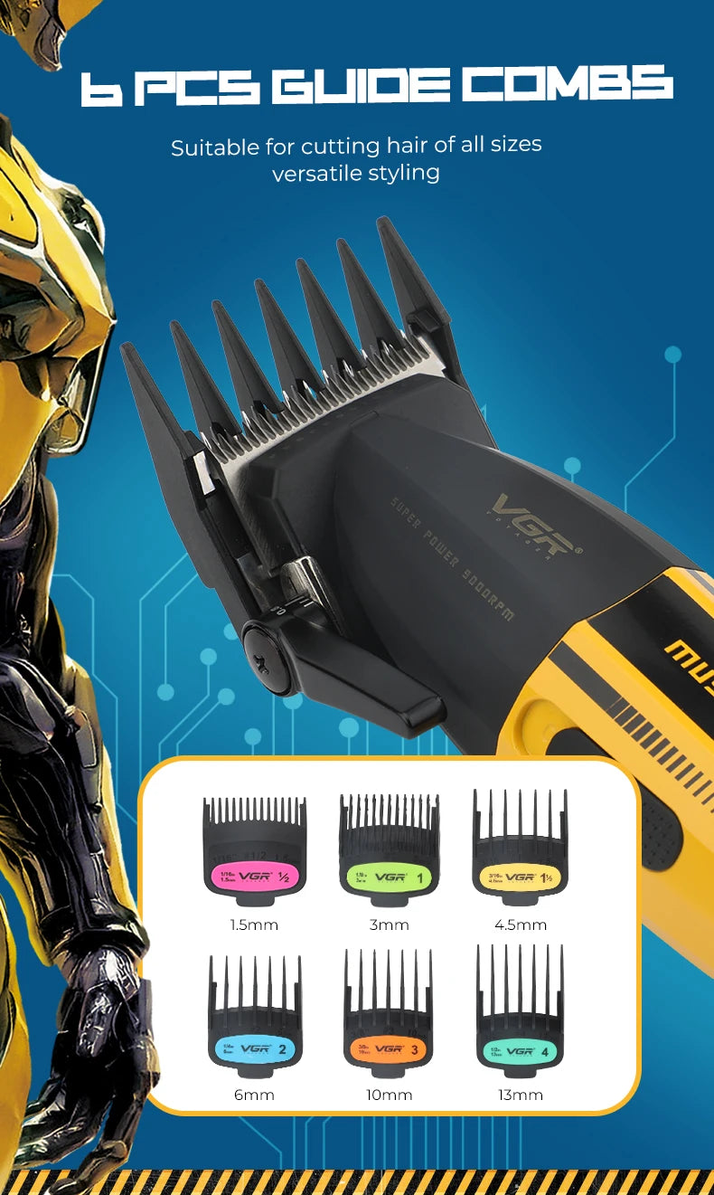 VGR Hair Clippers Professional Hair Trimmer Barber Clippers 9000 RPM Hair Cutting Machine Adjustable Trimmer for Men V-285 V-003