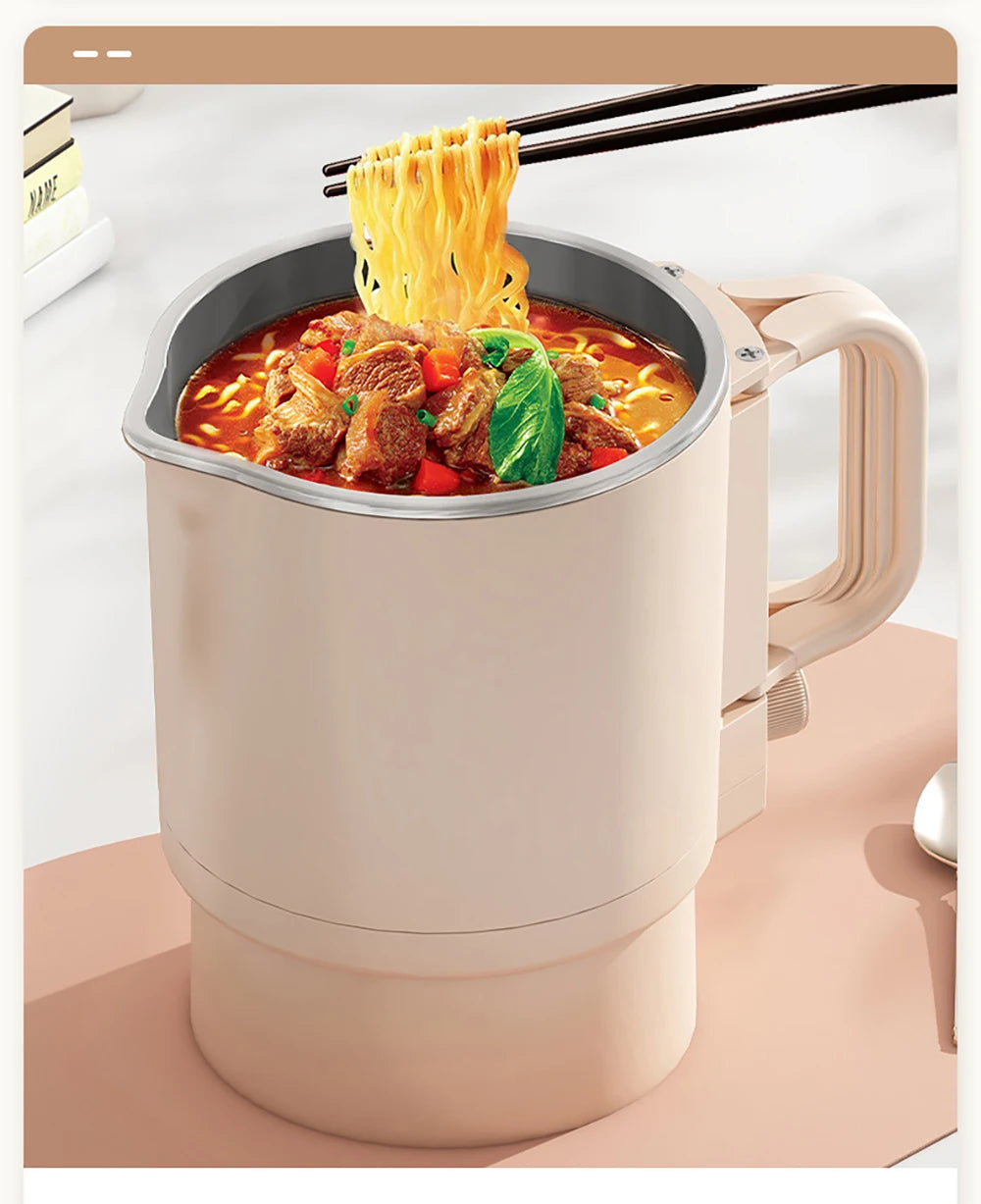 New 800ml Small Portable Electric Kettle Foldable 3 in 1 Multifunctional Travel Electric Kettle Household Rice Cooker Hot Pot