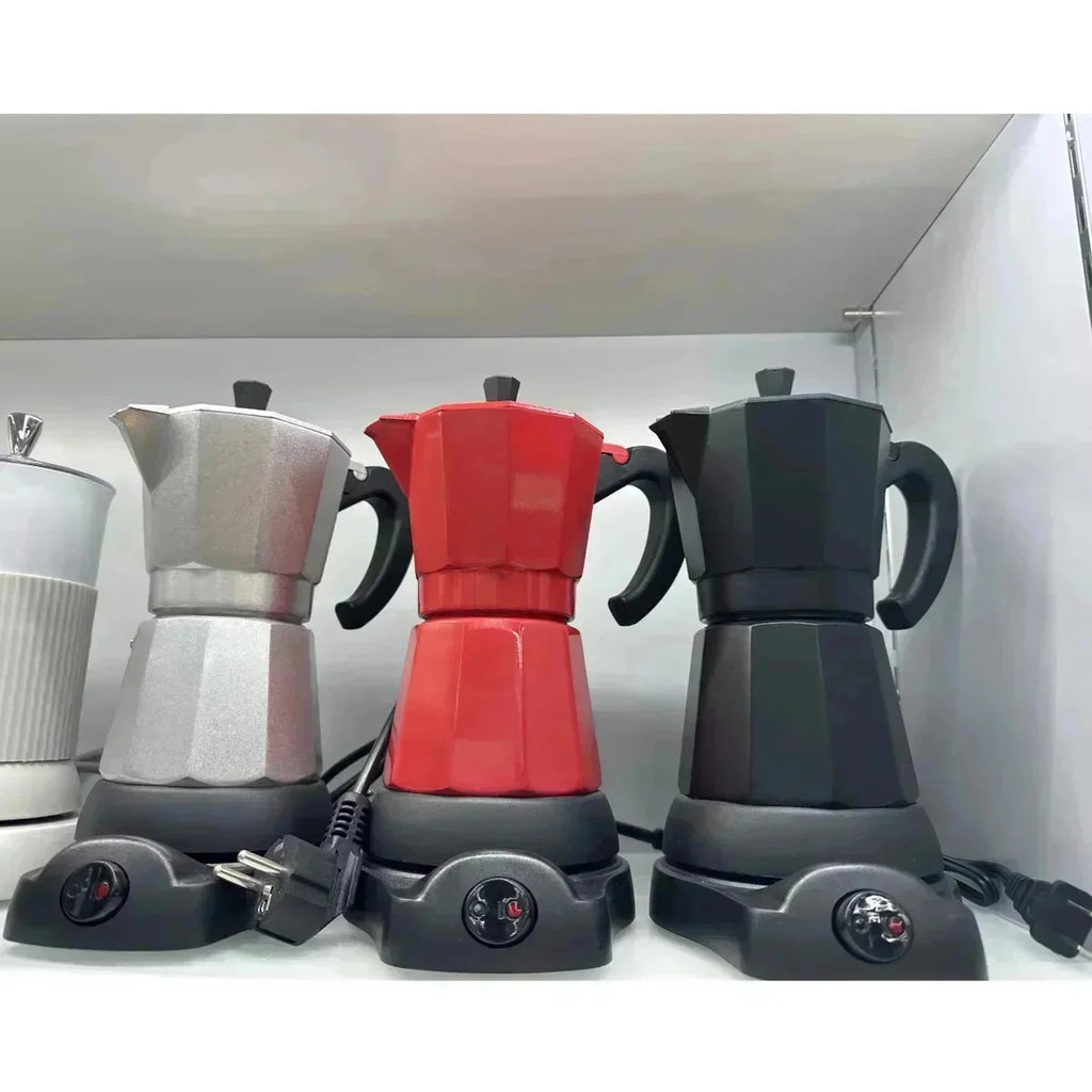 220V 300ml Aluminum Electric Mocha Pot Italian Style EU Plug-in Coffee Maker For Household Fast Convenient Electric Coffee Pot