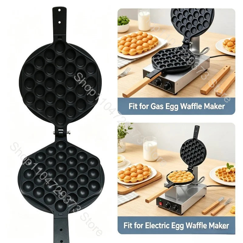 Egg Waffle Baking Mold Aluminum Nonstick Waffle Maker Egg Bubble Baking Mold Plate Pan Tool for Home Commercial Use