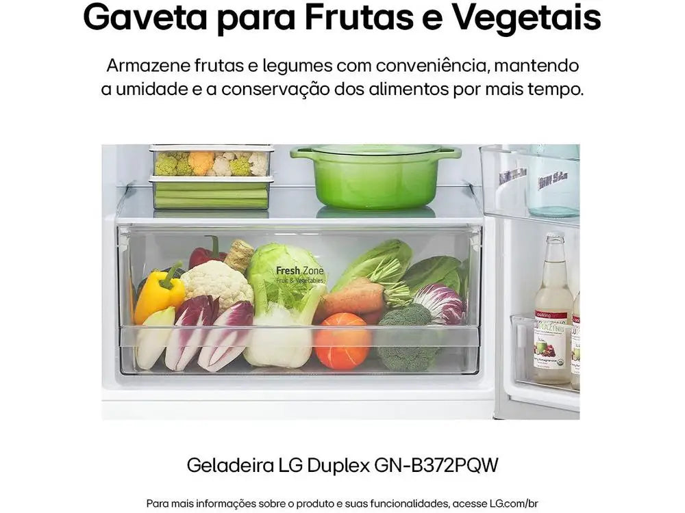 Lg Frost Free Inox Duplex White Refrigerator 375L Gn-B372Pqw - 110V