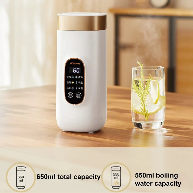 650ml Electric Kettle Portable Travel Boiled Water Pot Heating Cup Office Temperature Control Teapot Auto Keep Warm Cup 400W