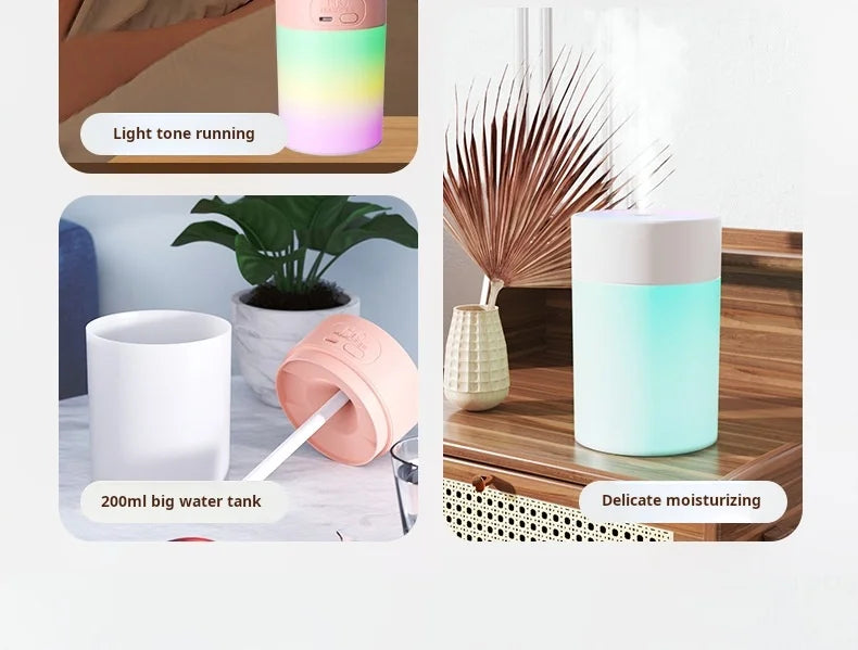 Colorful Atmosphere LED USB Mini Humidifier Car Home Bedroom Air Moisturizer Portable Desktop Aromatherapy Waterless Ultrasonic